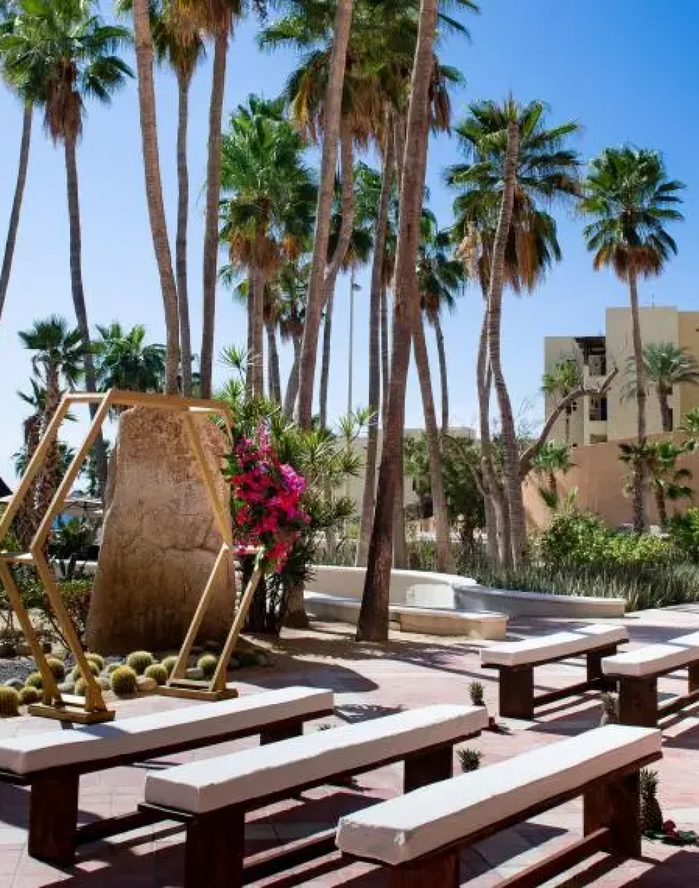 Ceremony decor on the dessert garden at Sandos Finisterra Los Cabos