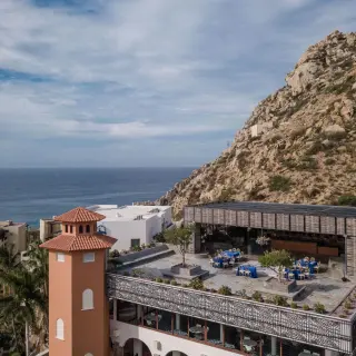 Rooftop wedding reception at Sandos Finisterra, Cabo San Lucas