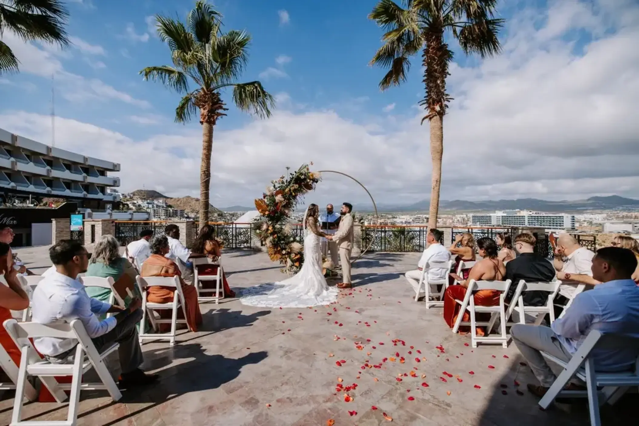 Terrace wedding ceremony at Sandos Finisterra, Cabo San Lucas