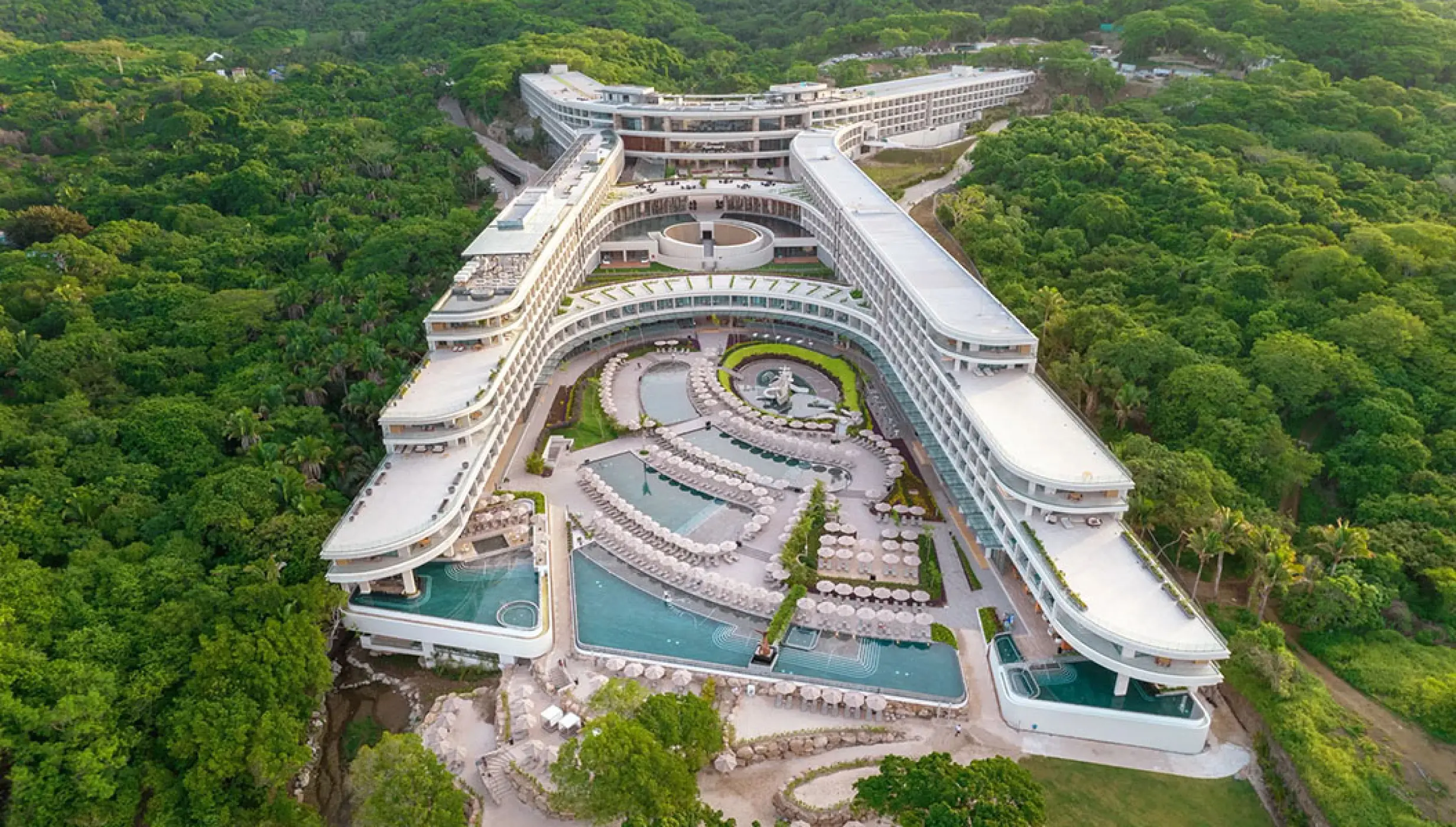 Presidential suite terraces aerial overview at Dreams Bahia Mita Surf and Spa.