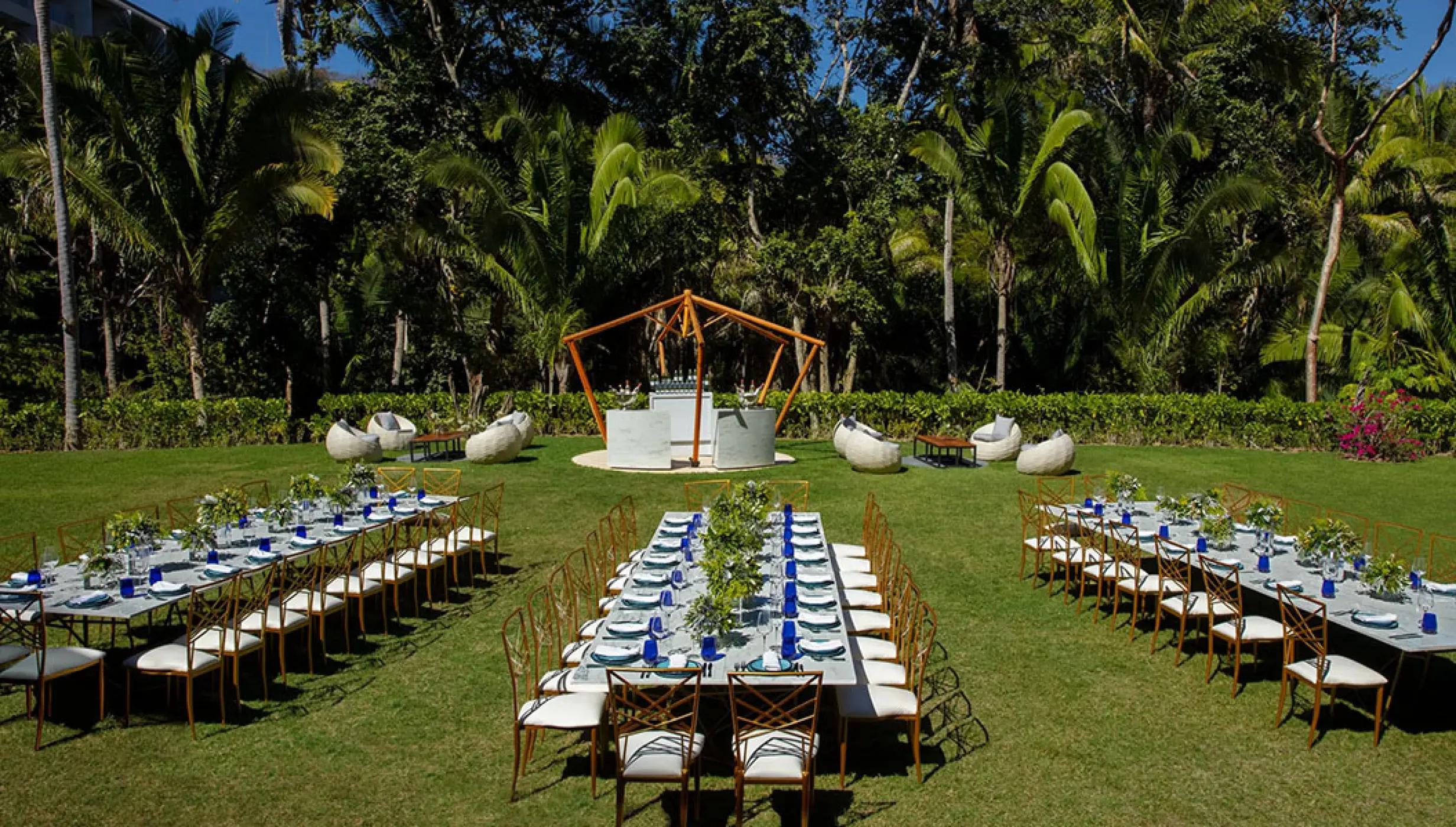 Wedding Setup in garden Bahia Mita at Secrets Bahia Mita Surf and Spa.