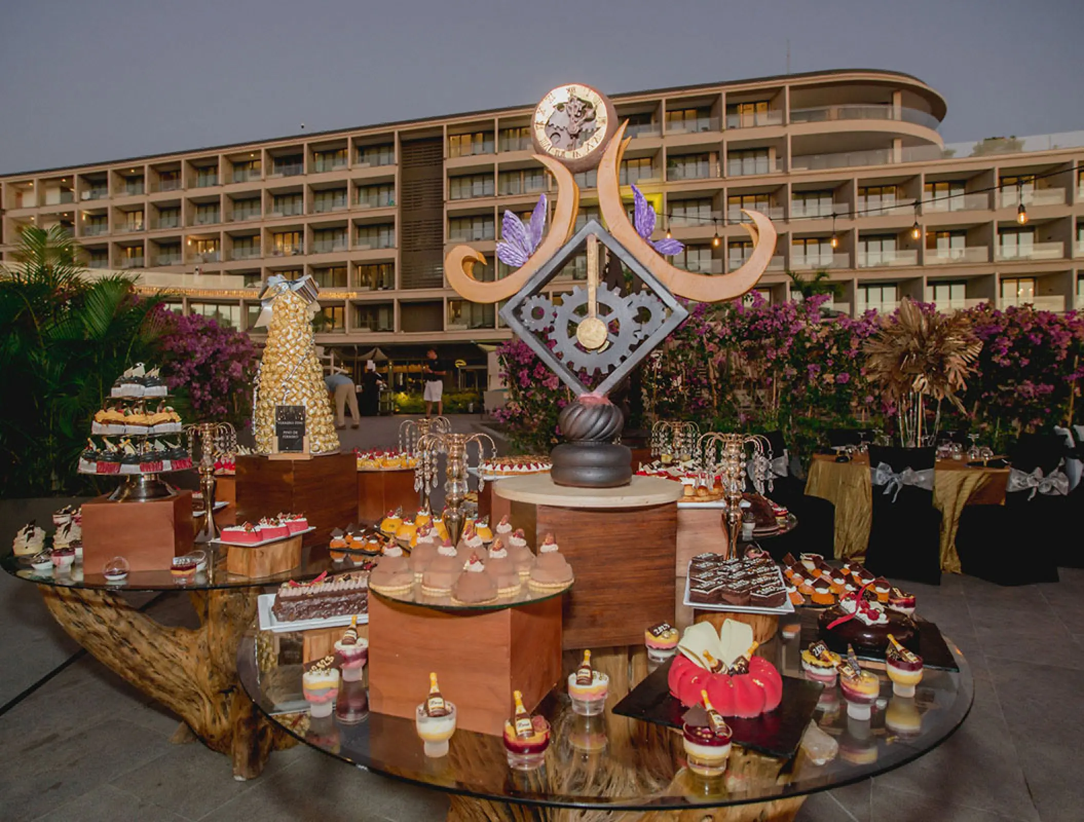 Dessert table display on the Coral Deck at Secrets Bahia Mita, Puerto Vallarta