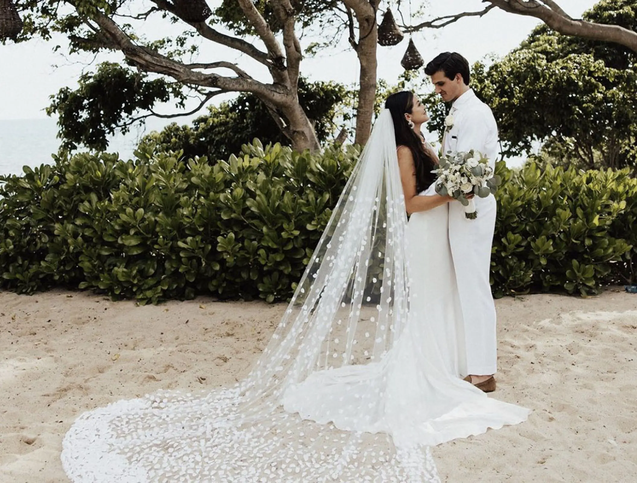 Bride and groom portrait on the beach at Secrets Bahia Mita, Puerto Vallarta