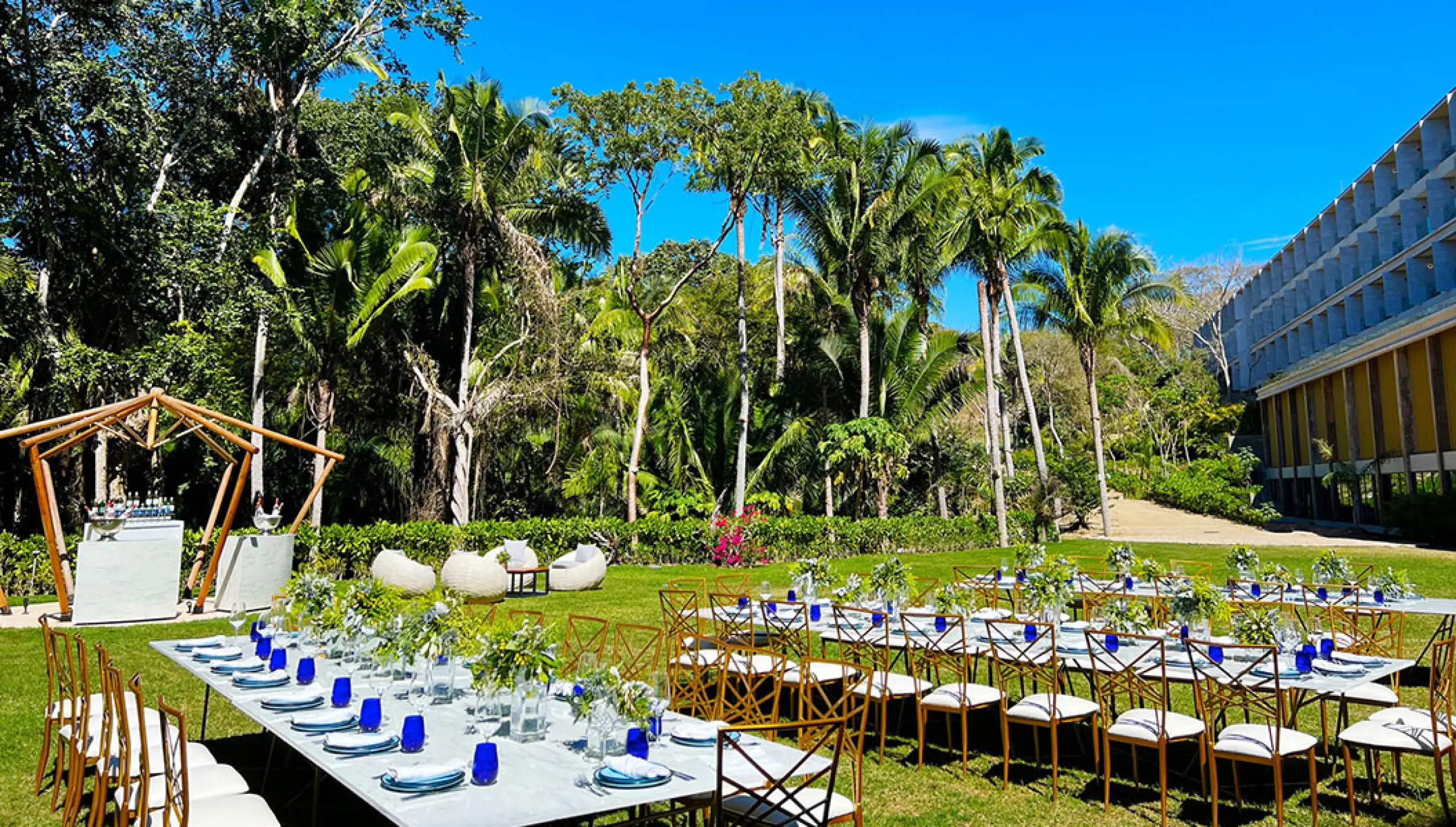 Wedding Setup in garden Bahia Mita at Secrets Bahia Mita Surf and Spa.