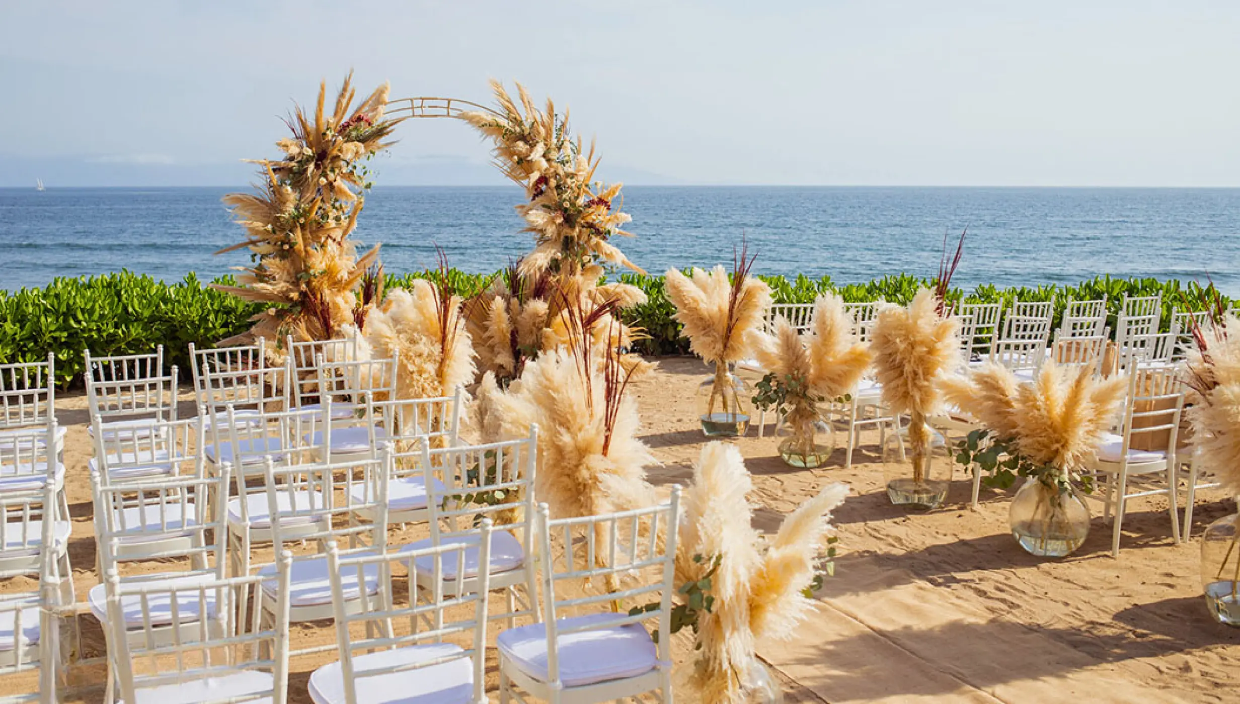 Ceremony decor on the sand terrace at Dreams Bahia Mita Surf and Spa