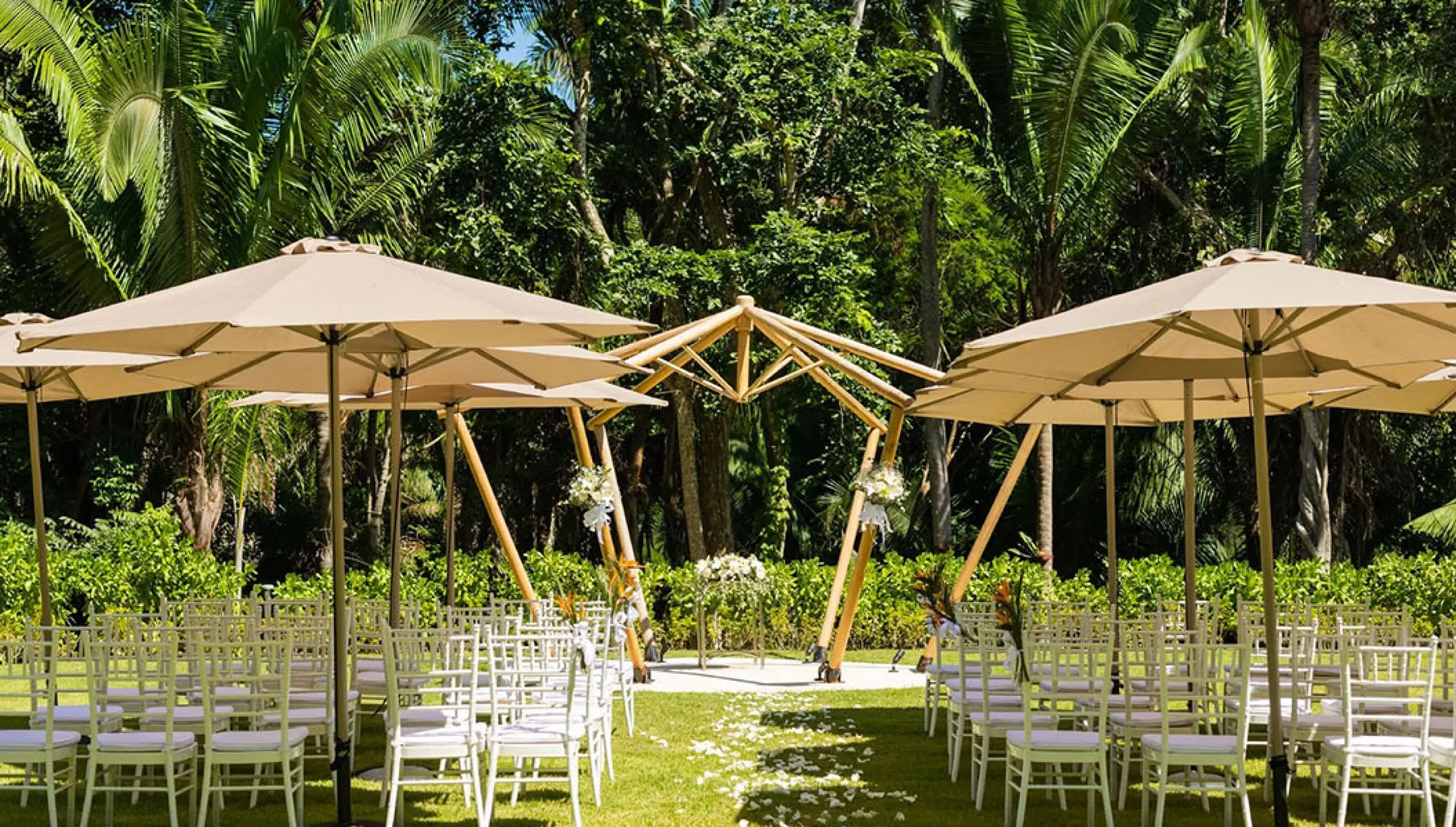 Ceremony on the garden Bahia Mita at Secrets Bahia Mita Surf and Spa.