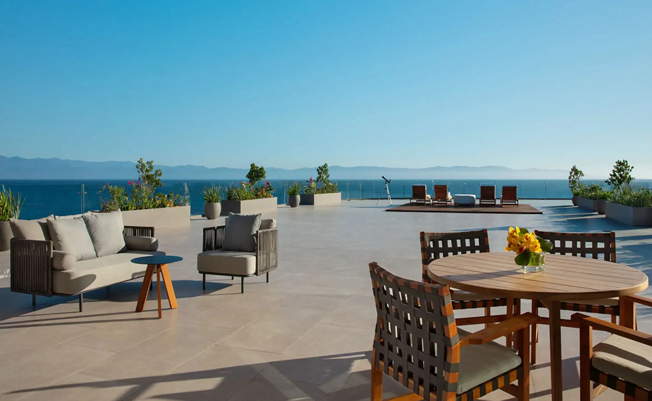 Presidential suite terrace with outdoor seating overlooking the ocean at Secrets Bahia Mita, Puerto Vallarta