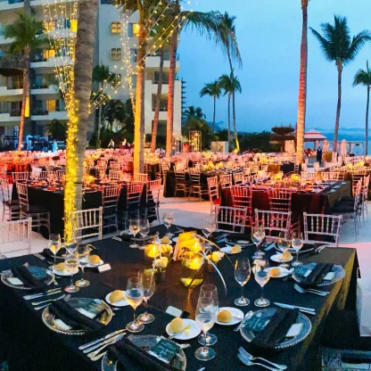 Dinner reception on the pool terrace Surrounded by palm trees, the pool dreams have a hard surface in the middle of the pools at secrets vallarta bay puerto vallarta
