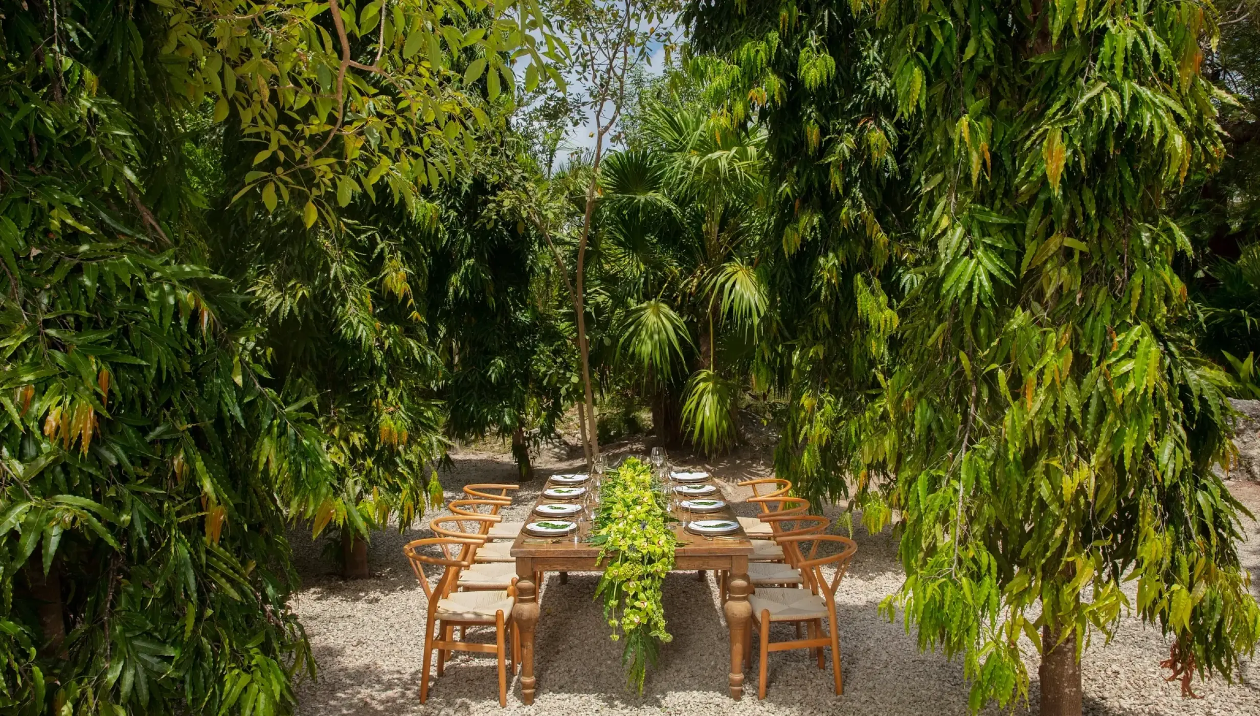 Dinner reception on secret garden at Secrets Akumal Riviera Maya