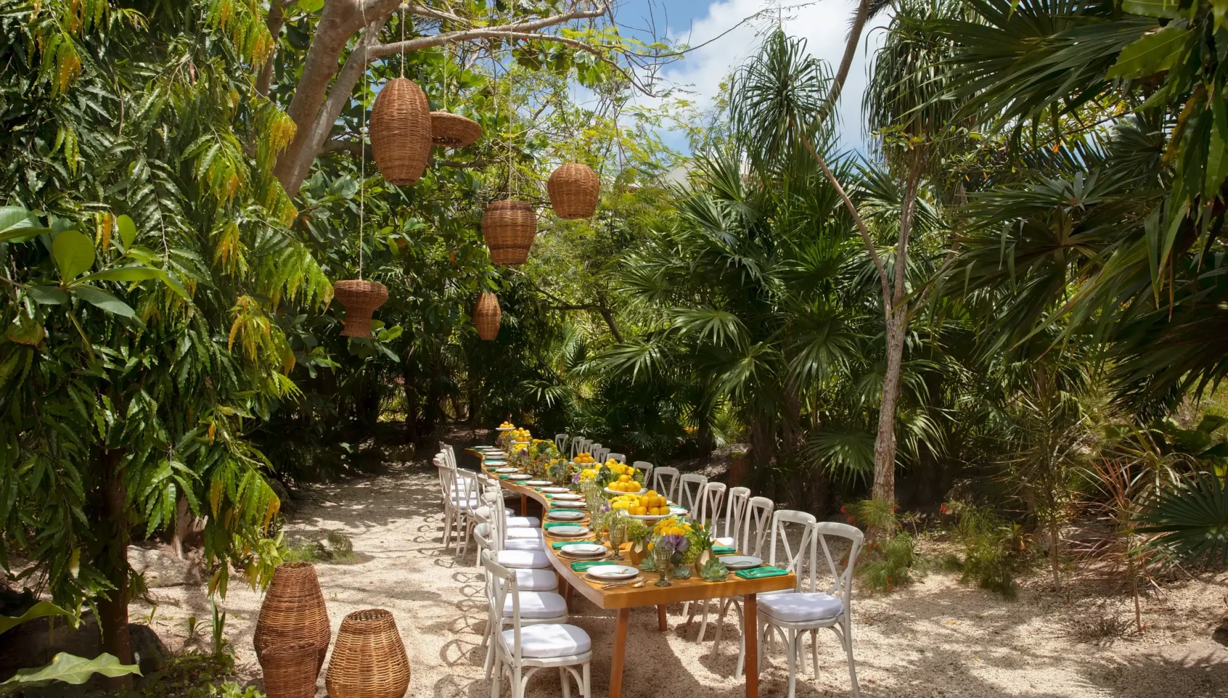Dinner reception on Yalku garden at Secrets Akumal Riviera Maya