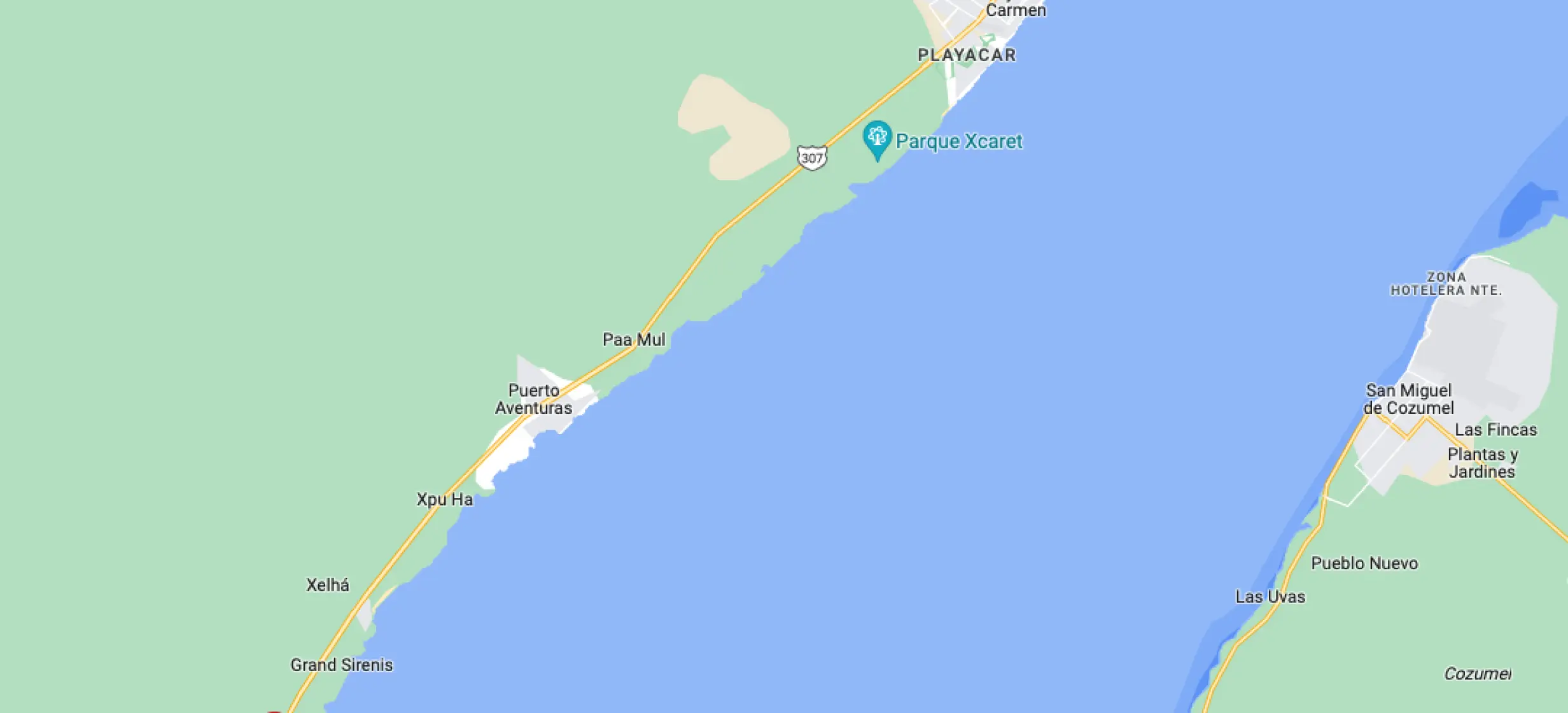 Google maps of Secrets Akumal Riviera Maya