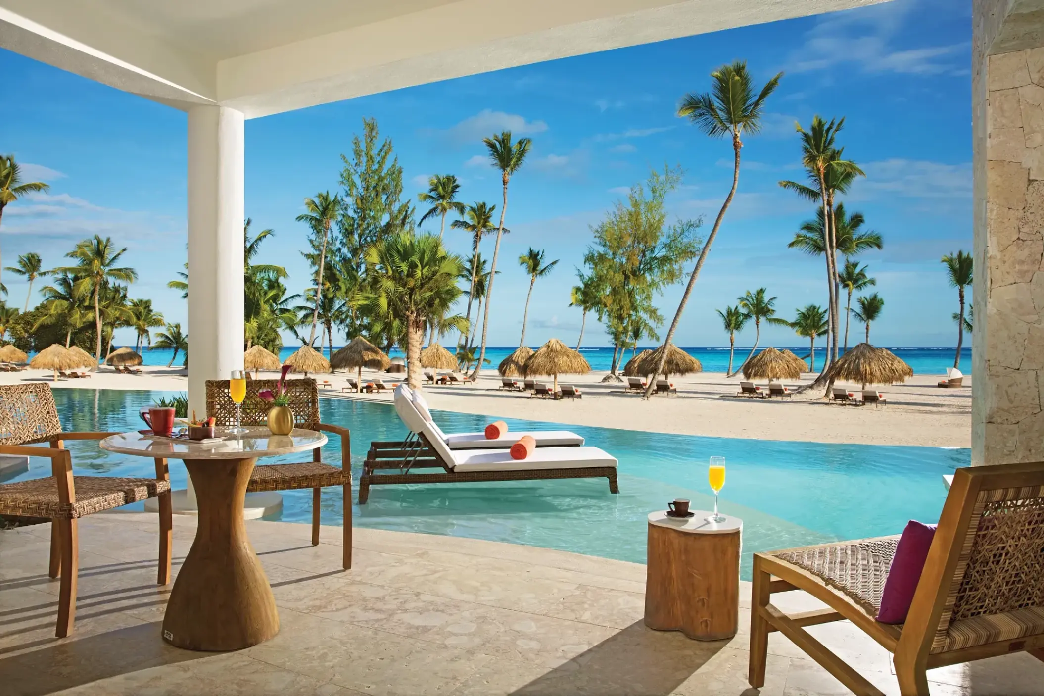 Secrets Cap Cana swim-out terrace with pool and beach views, Punta Cana