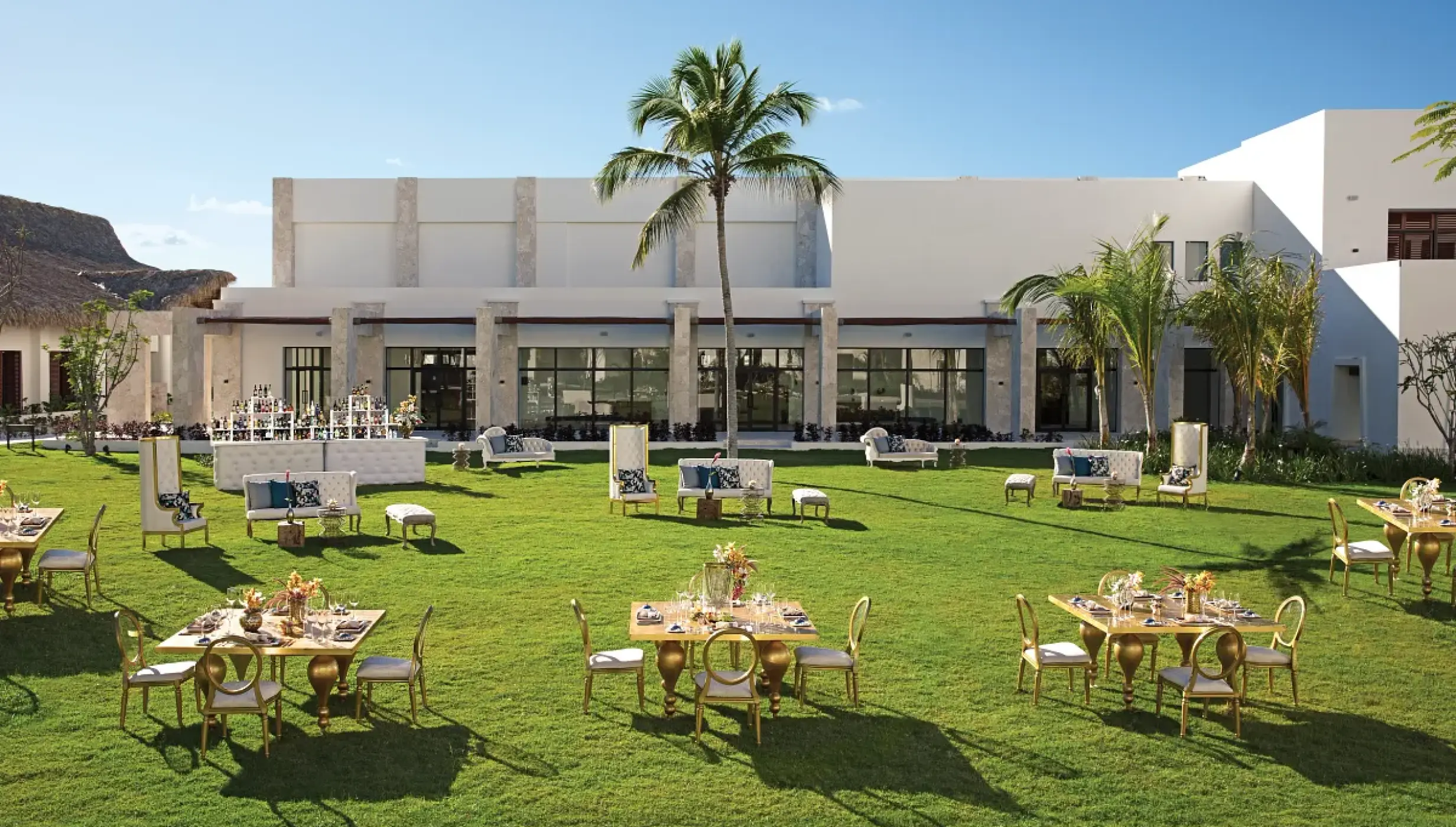 Dinner reception on the garden at Secrets Cap Cana Resort and Spa