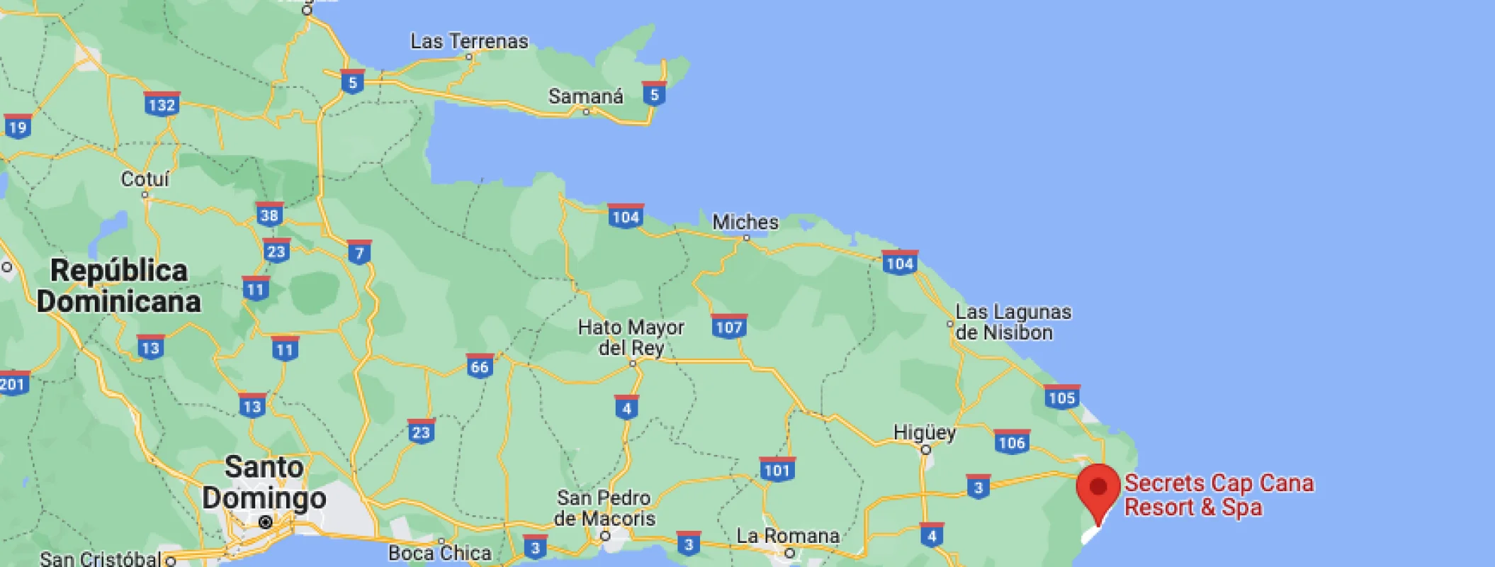 Google maps of Secrets Cap Cana Resort and Spa