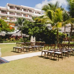 Ceremony in the pool terrace at Secrets Cap Cana Resort and Spa