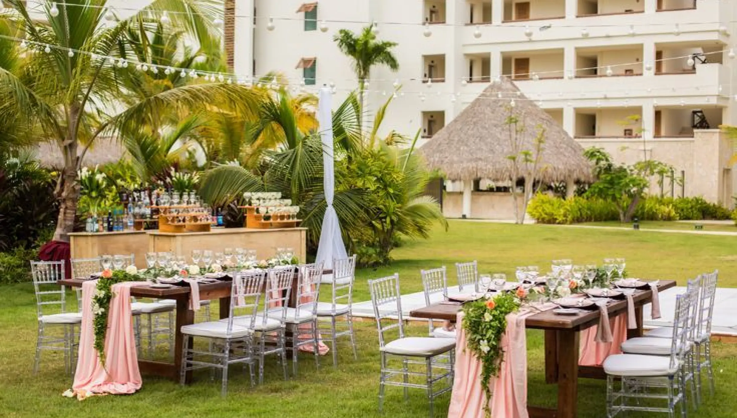 Reception in the pool terrace at Secrets Cap Cana Resort and Spa