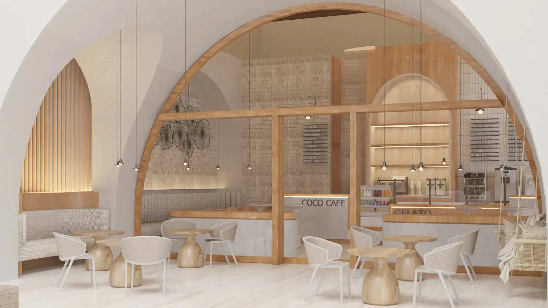 Coco Cafe restaurant with modern seating at Impression Isla Mujeres, Isla Mujeres