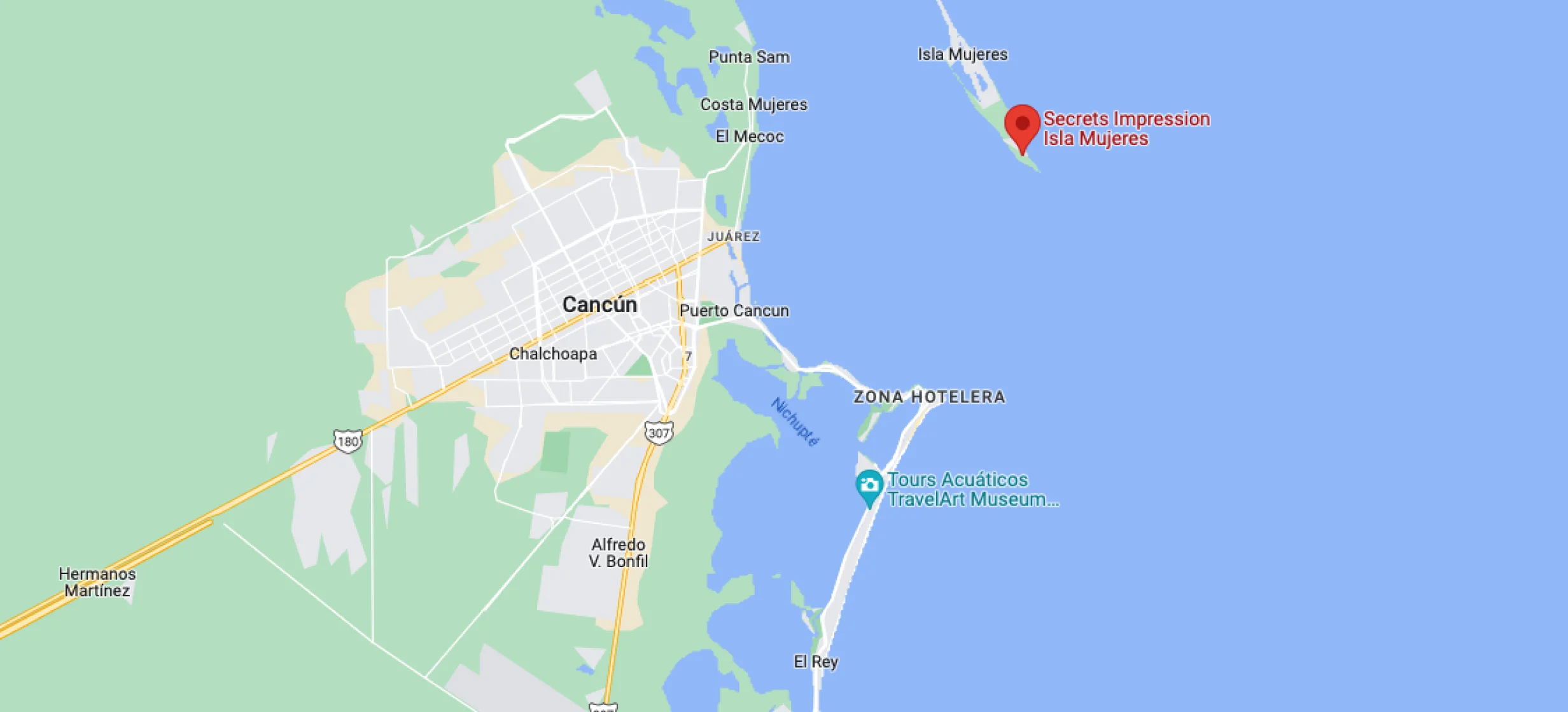 Google maps of Secrets Impression Isla Mujeres