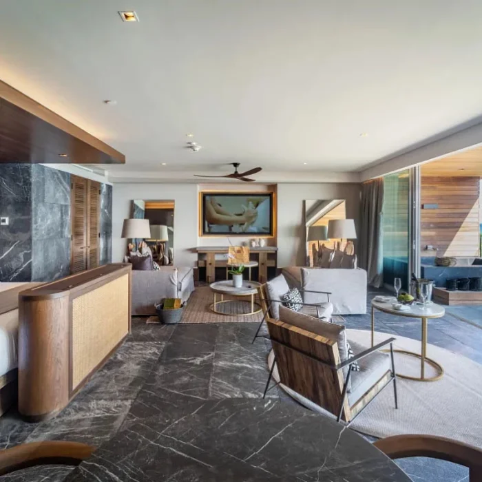 Master suite living room at Secrets Moxche resort.