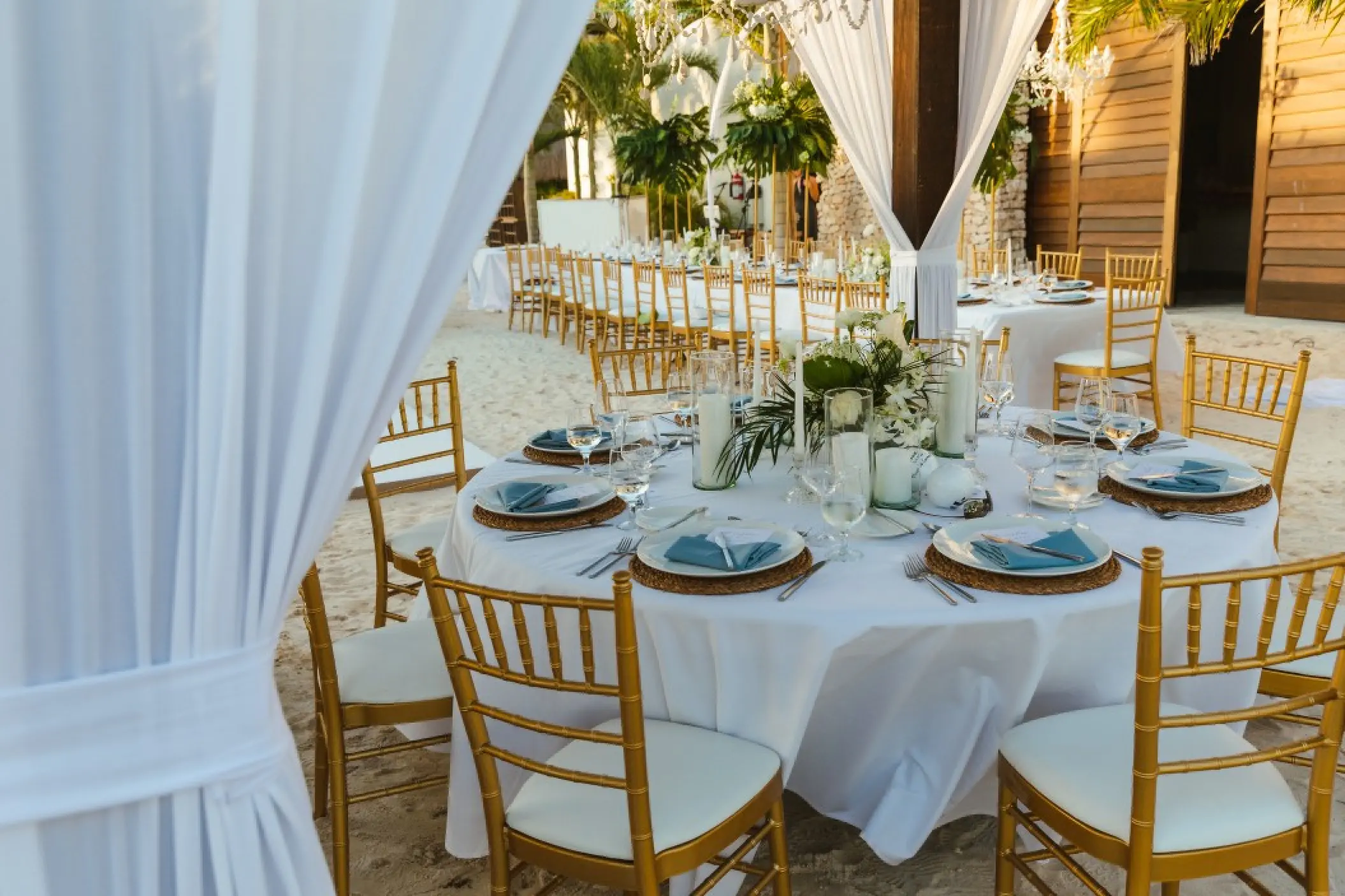 Outdoor wedding reception setup at Secrets Moxché, Playa Del Carmen