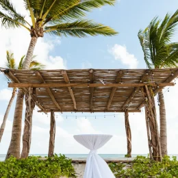 Beach wedding venue at Secrets Moxche resort.