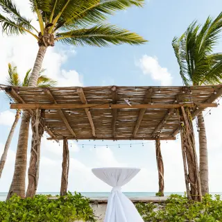 Dinner reception on the beach at Secrets Moxche