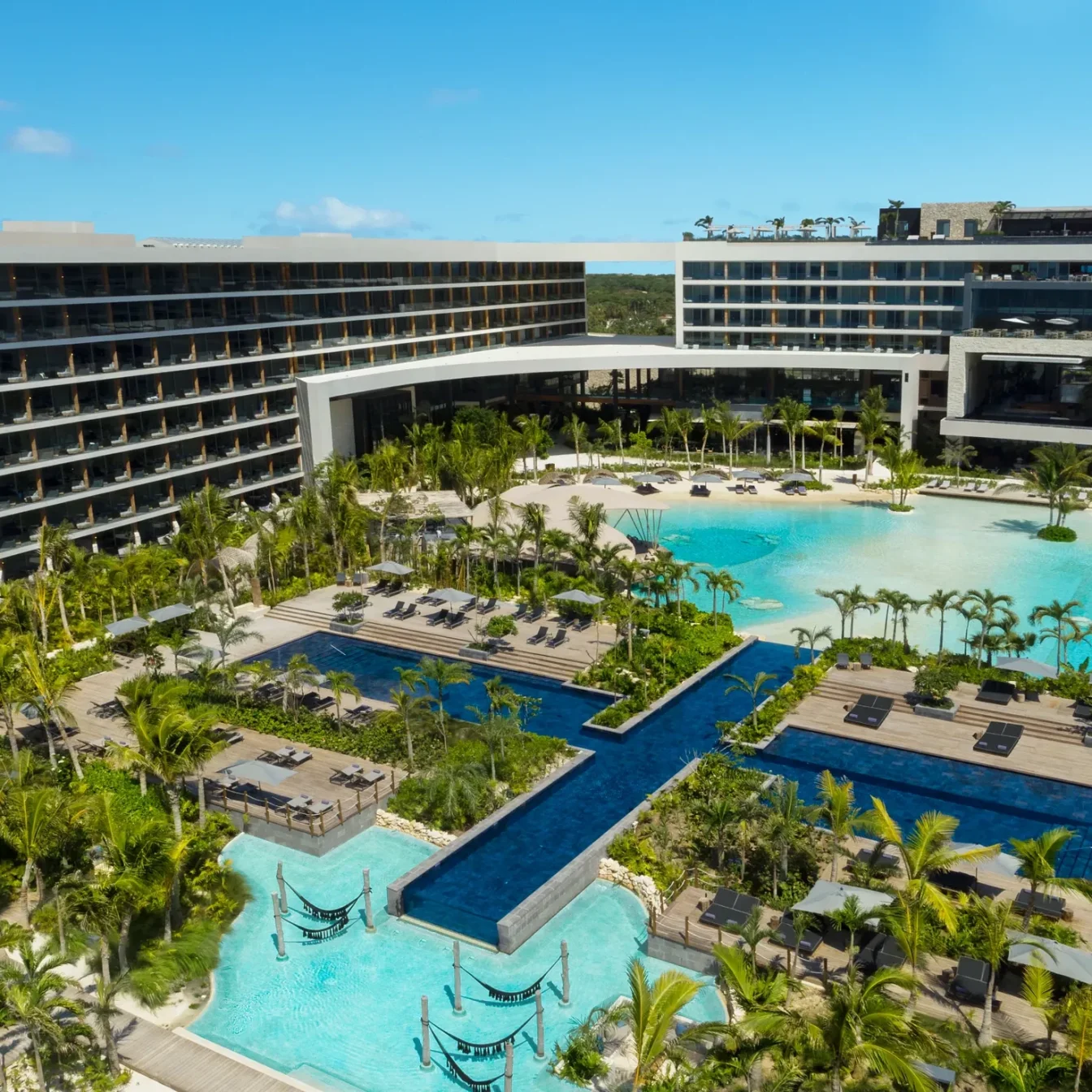 Cross Pool aerial view at Secrets Moxche Playa del Carmen