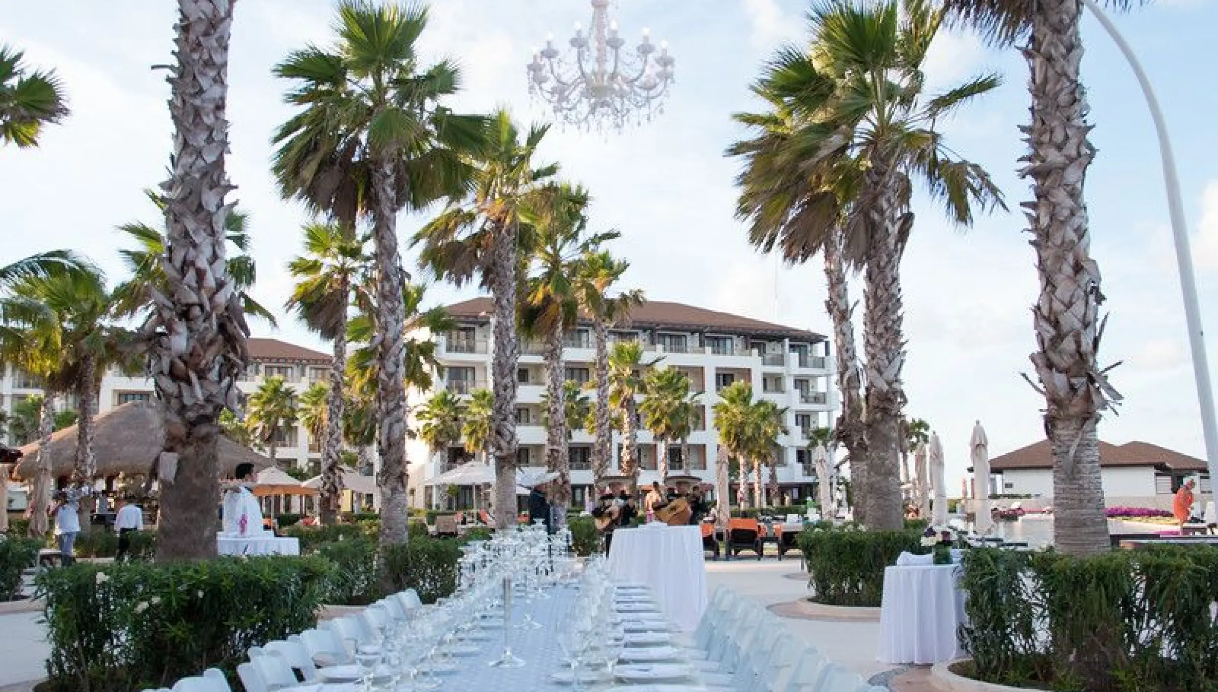Secrets Playa Mujeres Golf & Spa Resort Wedding set up at the main pool