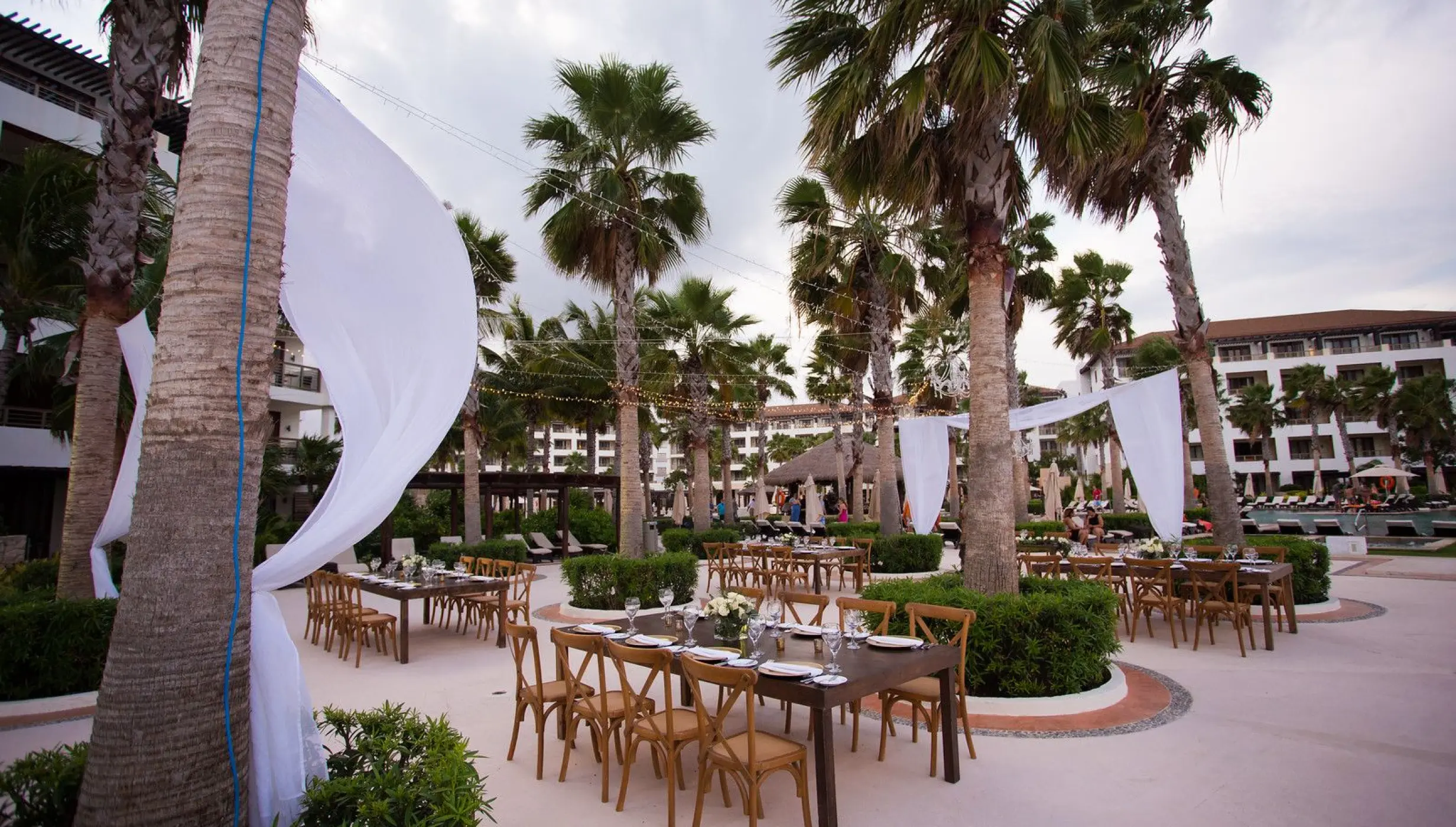 Secrets Playa Mujeres Golf & Spa Resort Wedding set up at the main pool