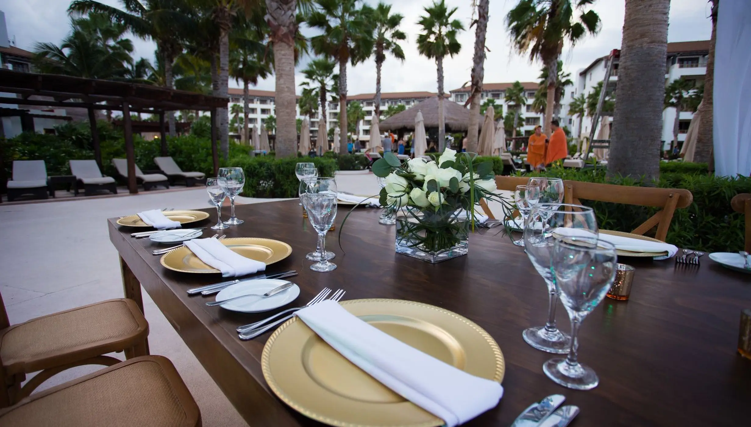 Secrets Playa Mujeres Golf & Spa Resort Wedding set up at the main pool