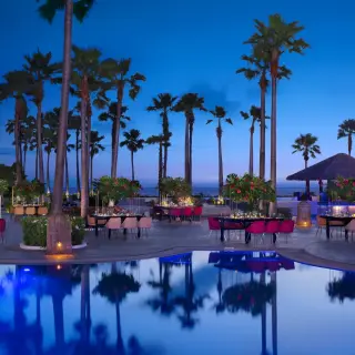 Poolside wedding reception at Secrets Playa Mujeres, Cancun