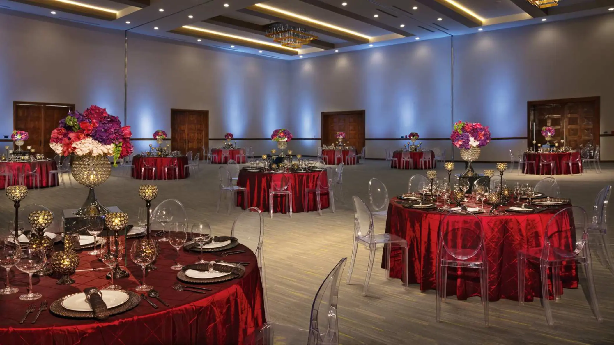 Indoor ballroom wedding reception at Secrets Puerto Los Cabos, Cabo San Lucas