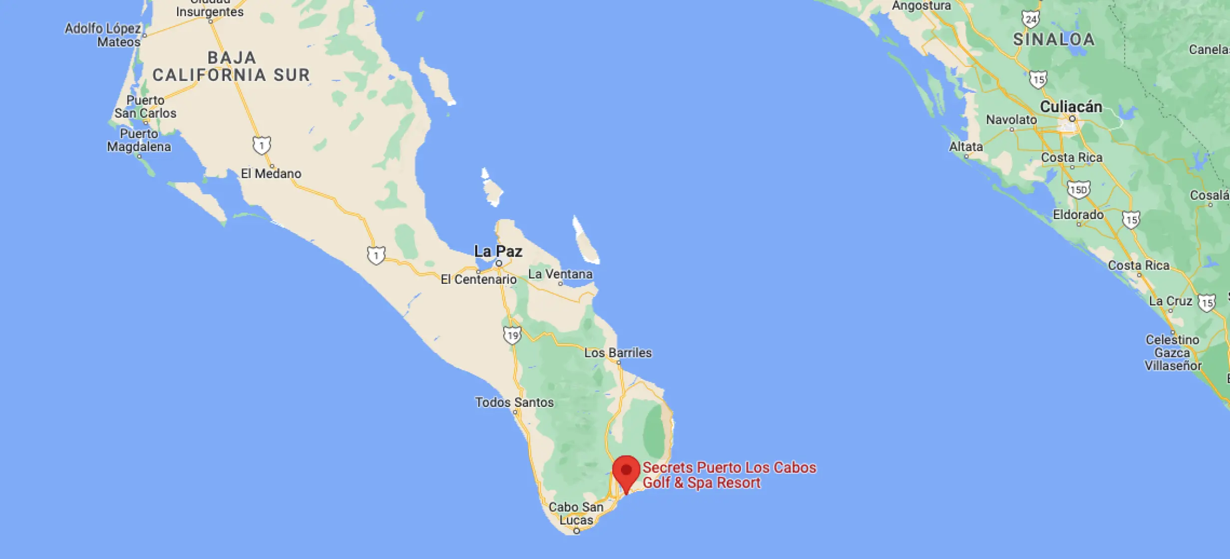Google maps of Secrets Puerto Los Cabos Golf & Spa Resort