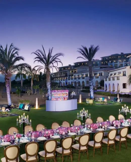 Dinner reception on the west garden at Secrets Puerto Los Cabos Golf & Spa Resort