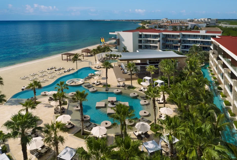 Aerial view of the pool at Secrets Riviera Cancun