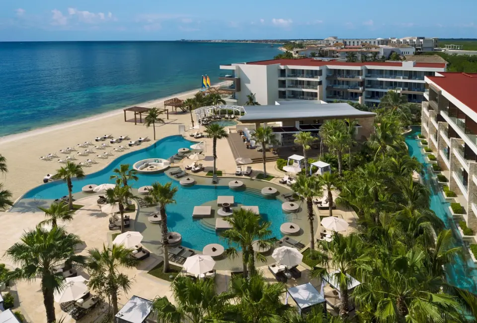 Aerial view of the pool at Secrets Riviera Cancun