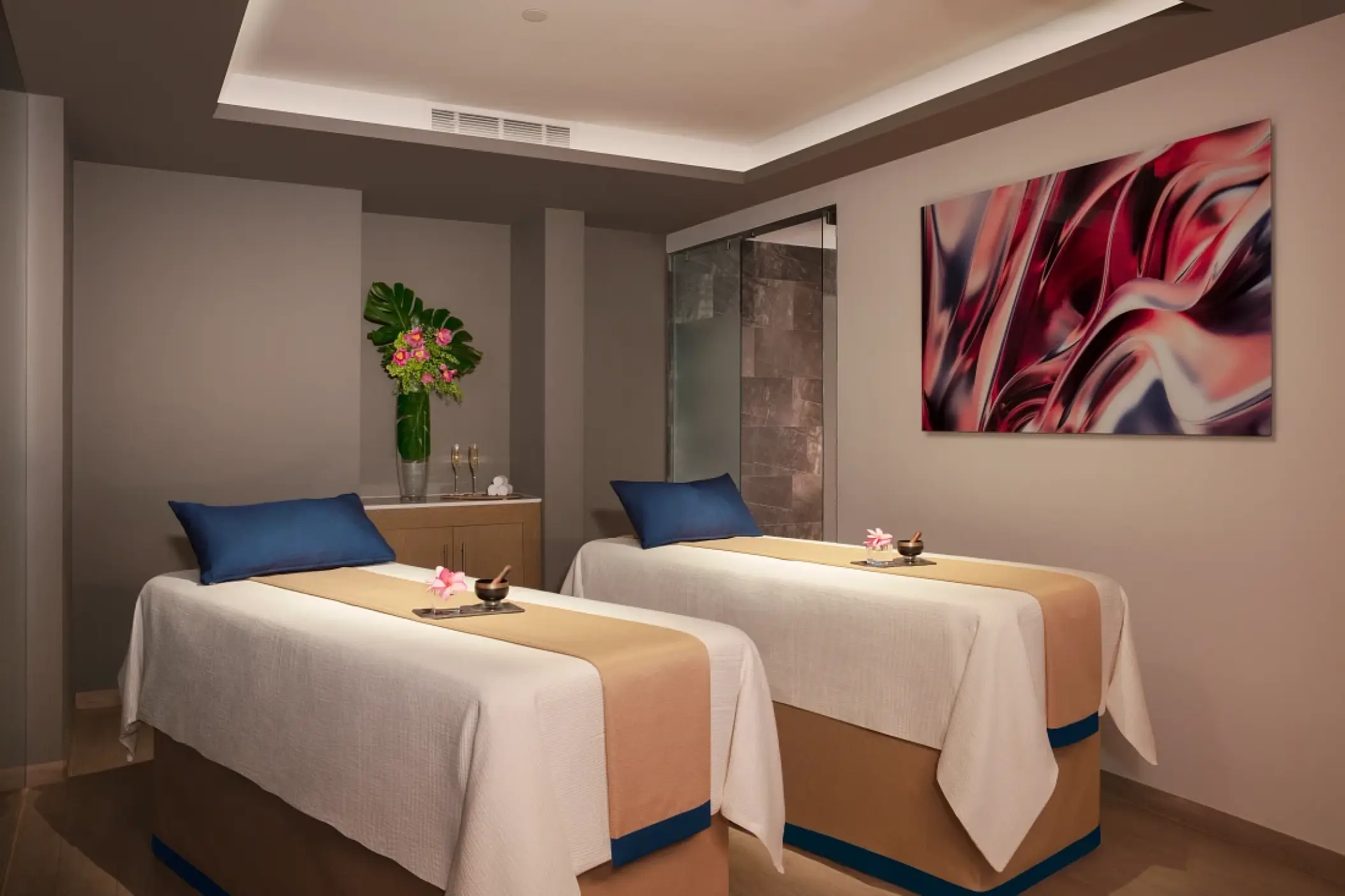 Couples massage room with two treatment tables at Secrets Riviera Cancun, Riviera Maya