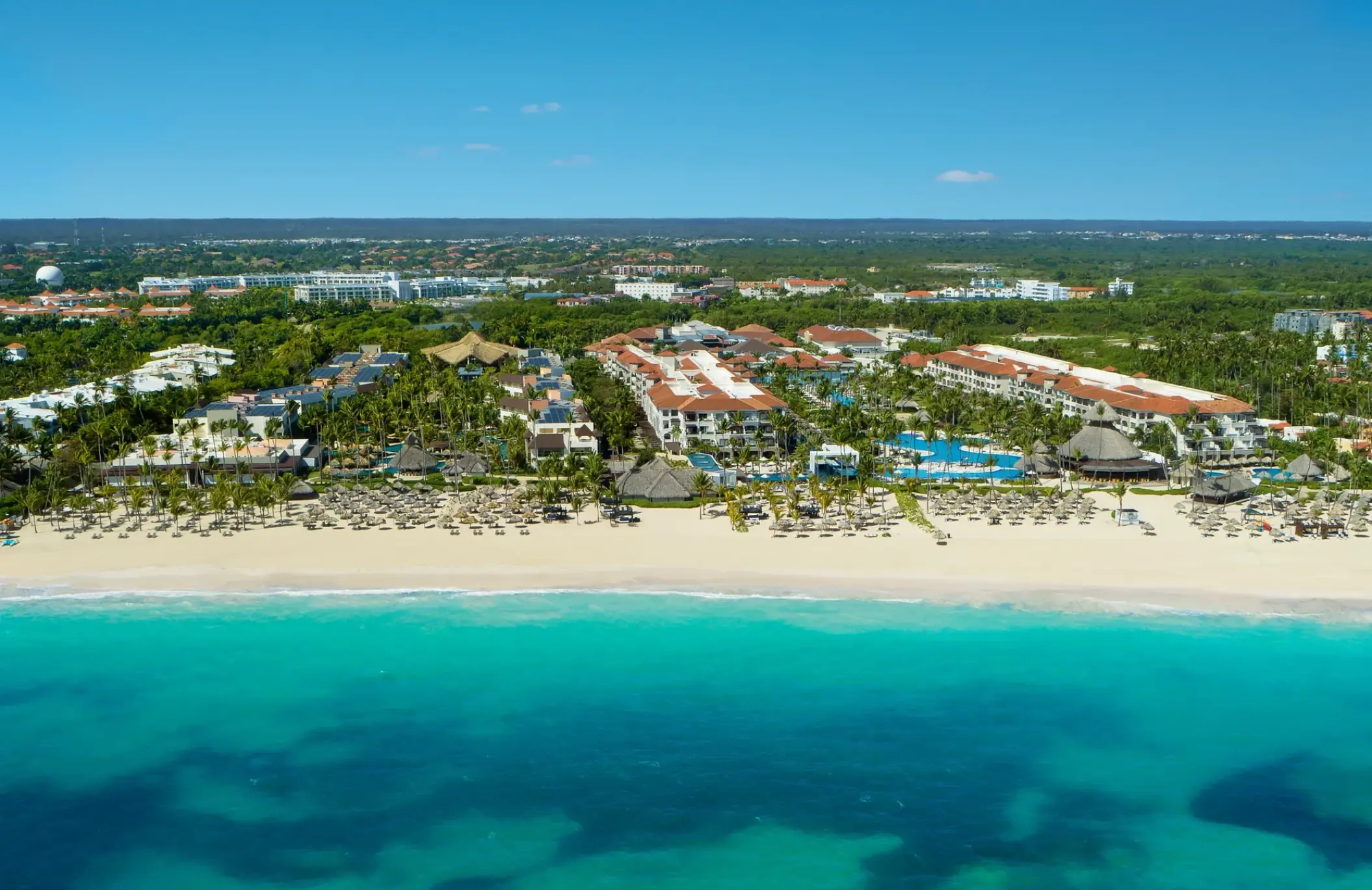 Aerial view of Secrets Royal Beach Punta Cana and tropical beach, Punta Cana