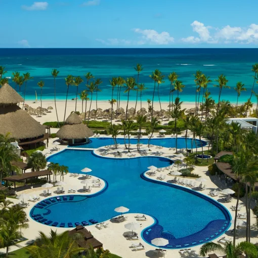 Aerial view of the pool at Secrets Royal Beach Punta Cana