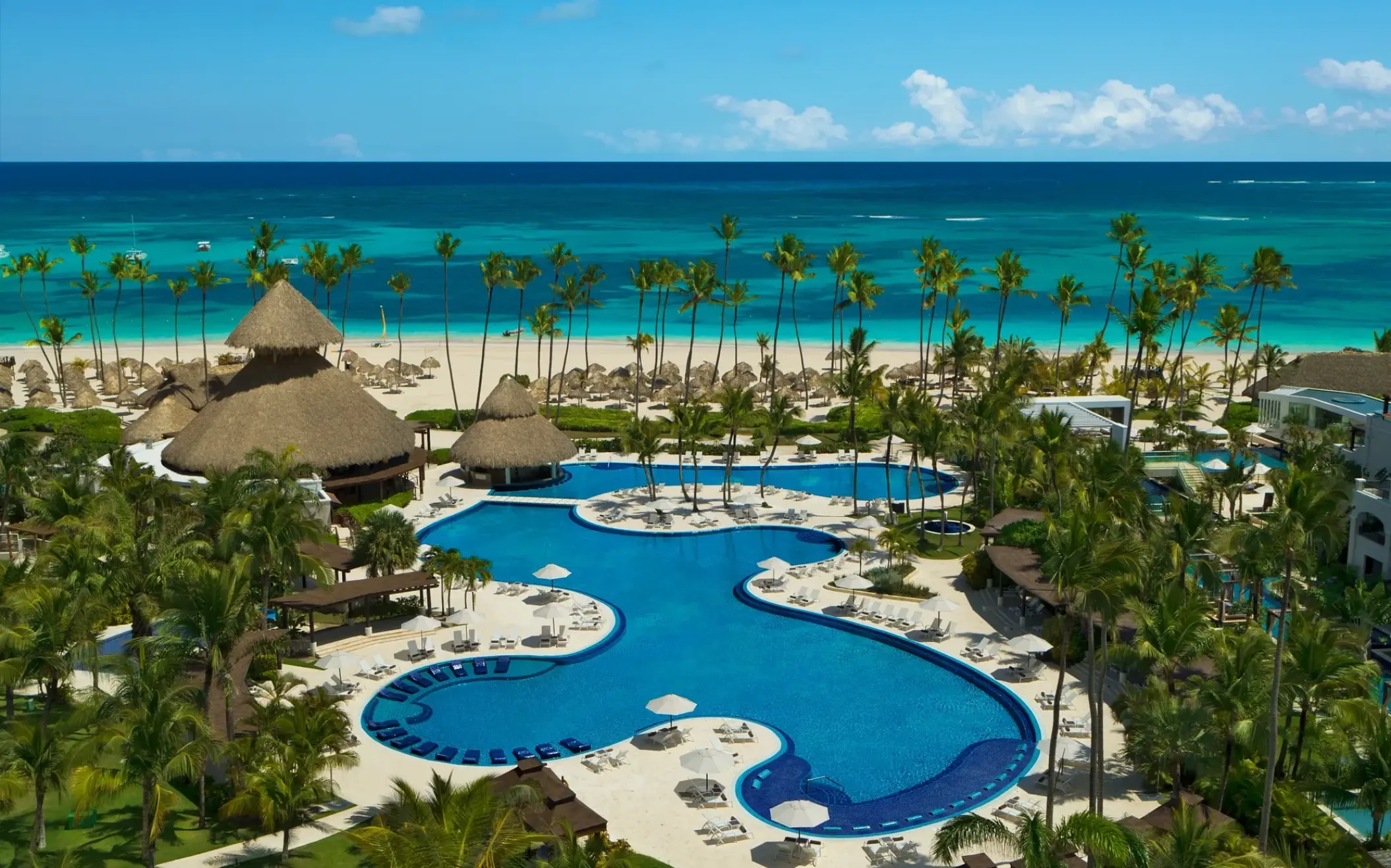 Aerial view of the main pool at Secrets Royal Beach, Punta Cana