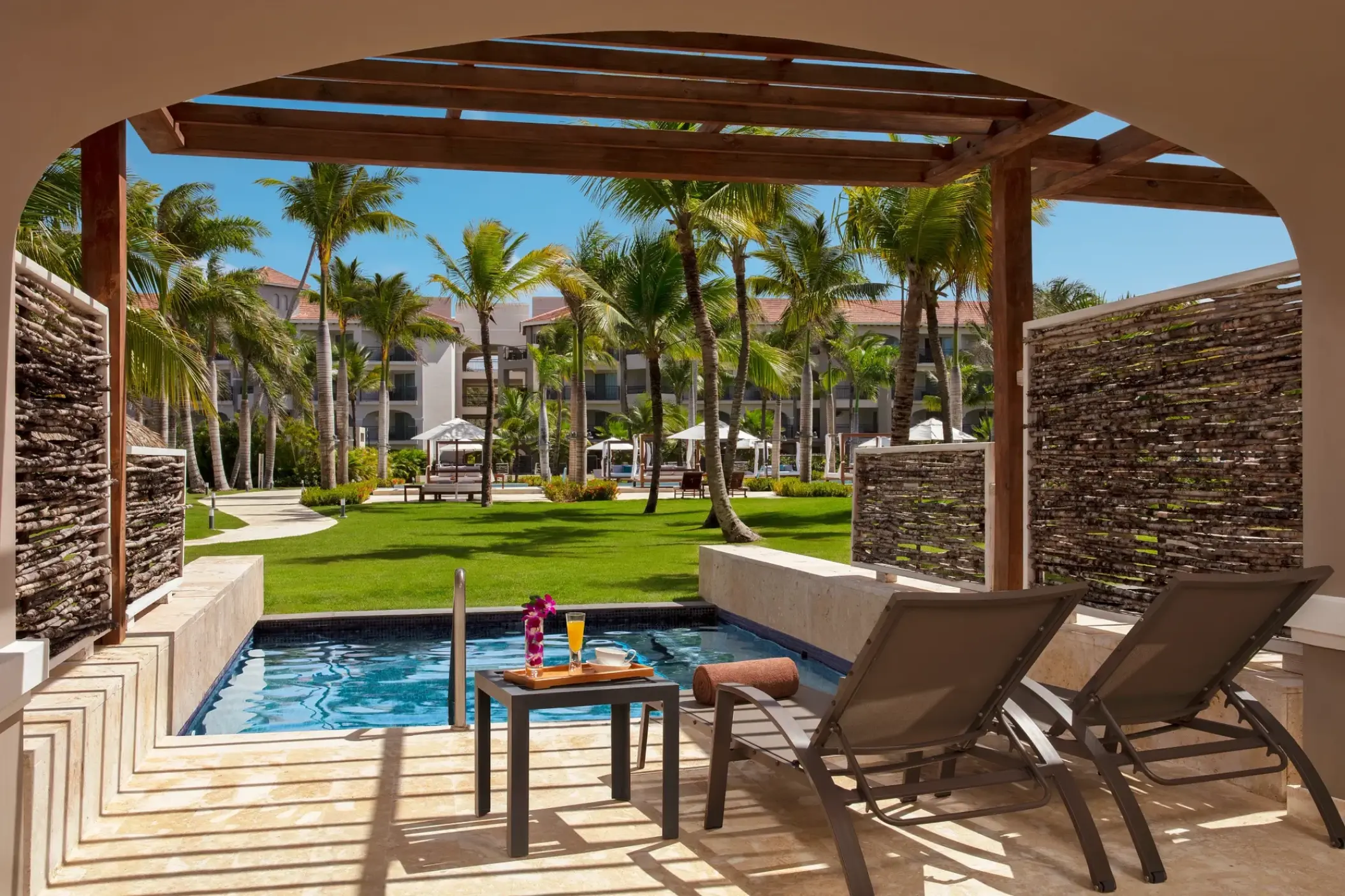 Junior suite private terrace and pool at Secrets Royal Beach, Punta Cana