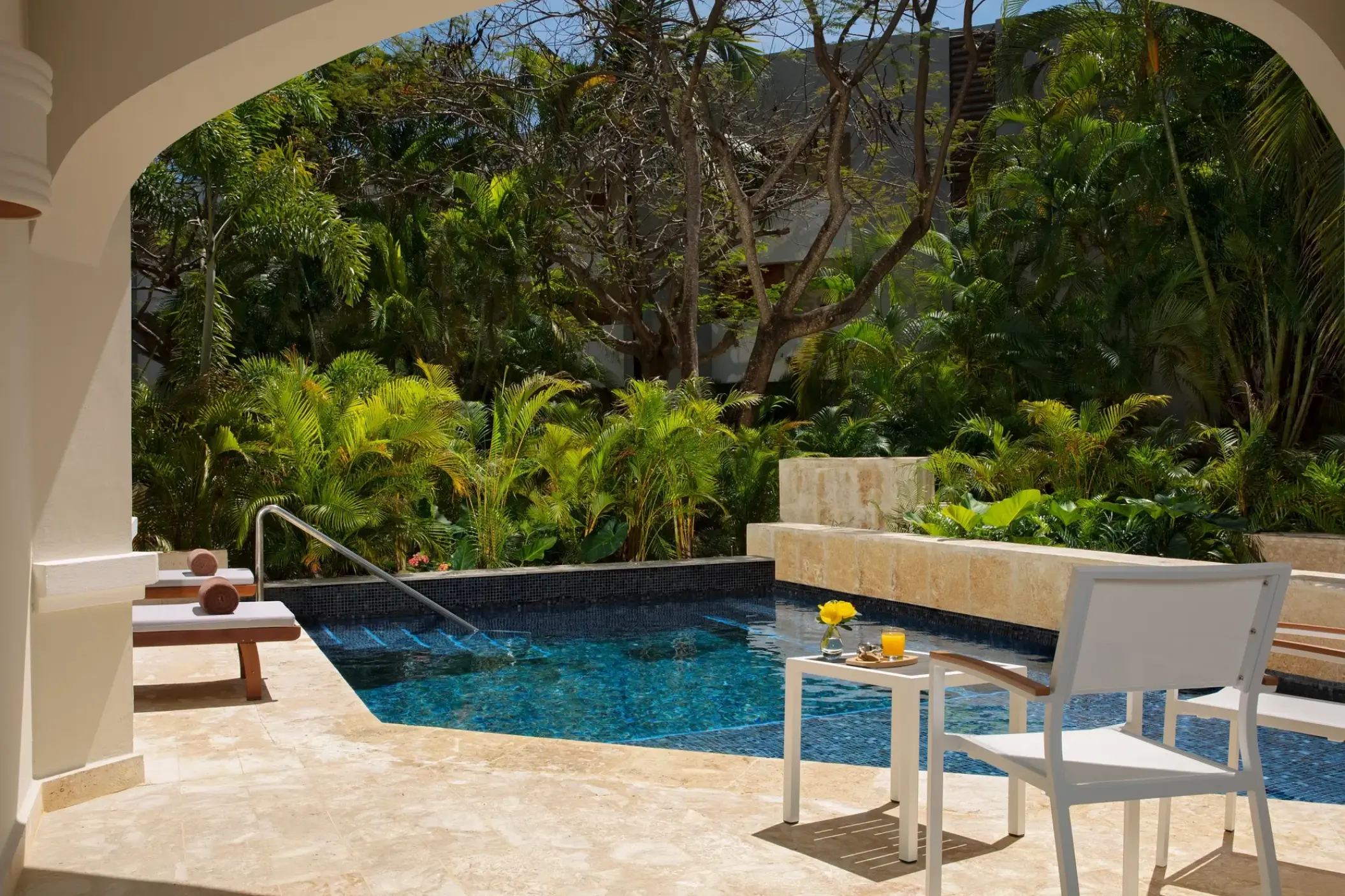 Junior suite private terrace and plunge pool at Secrets Royal Beach, Punta Cana