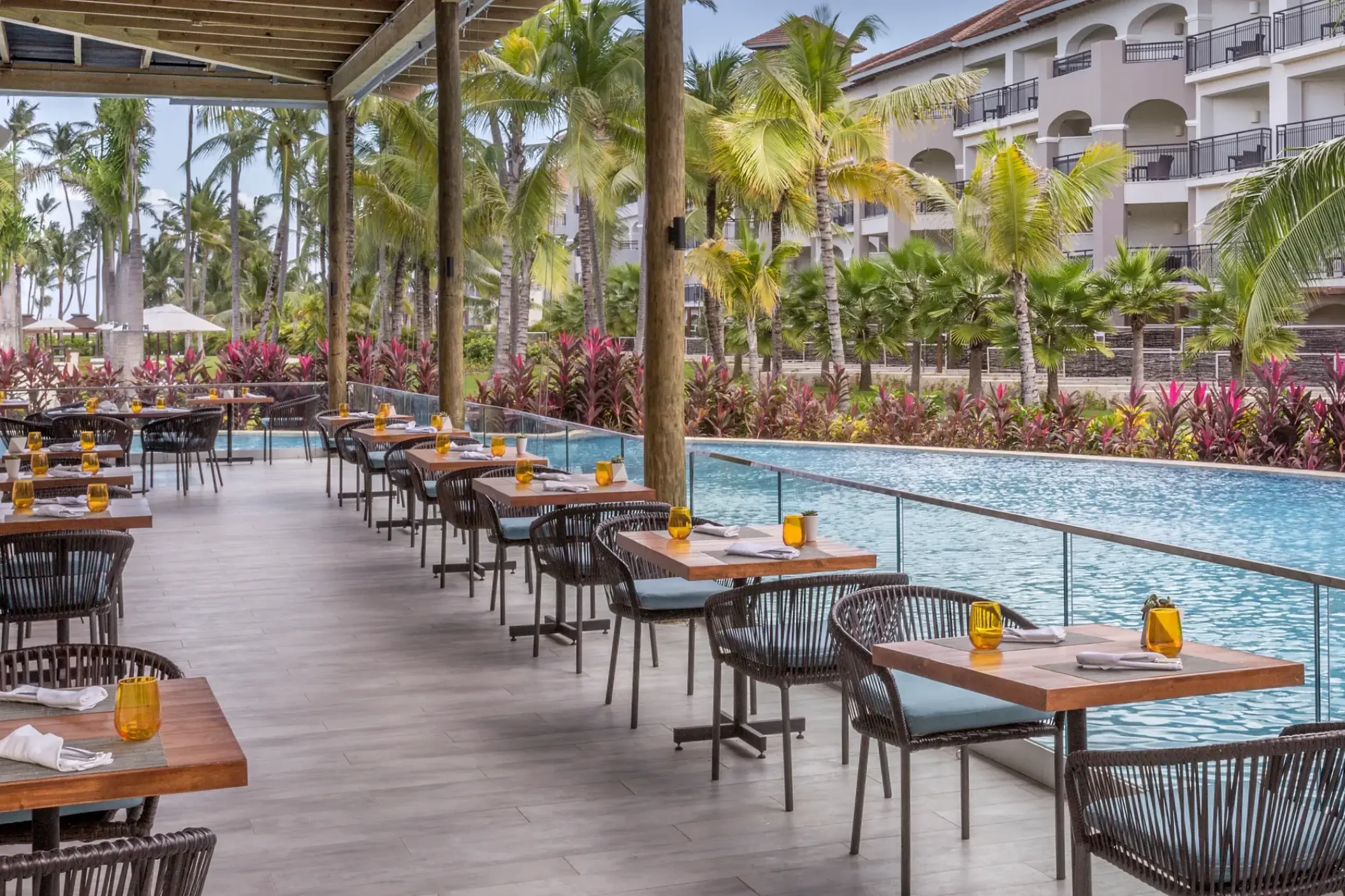 Outdoor wedding reception terrace at Secrets Royal Beach, Punta Cana