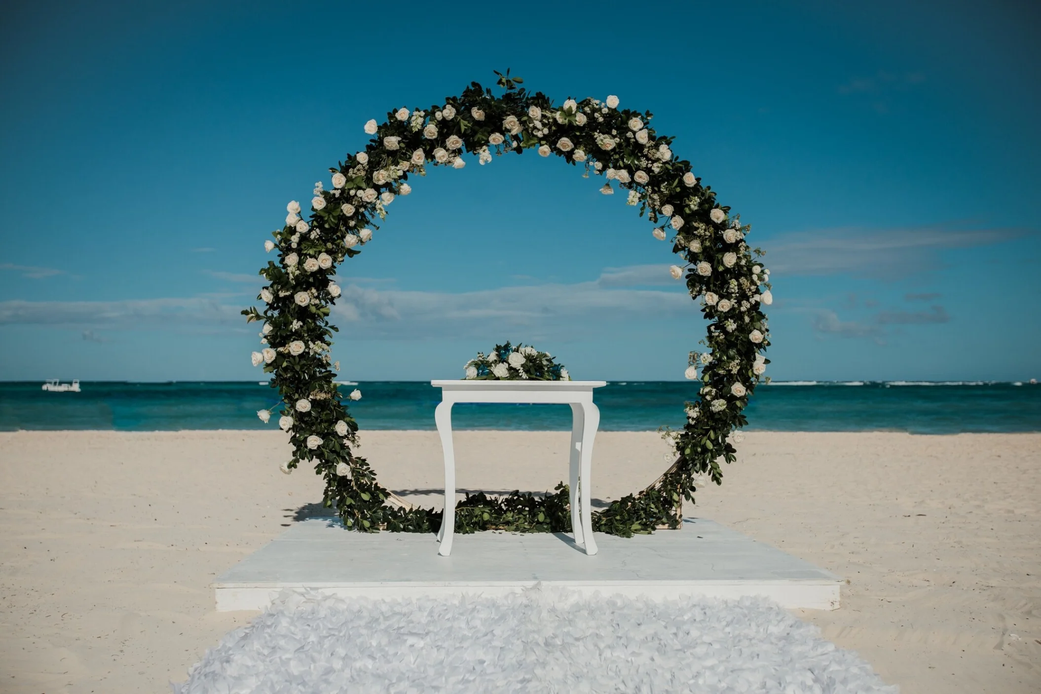 Ceremony decor on the beach at Secrets Royal Beach Punta Cana