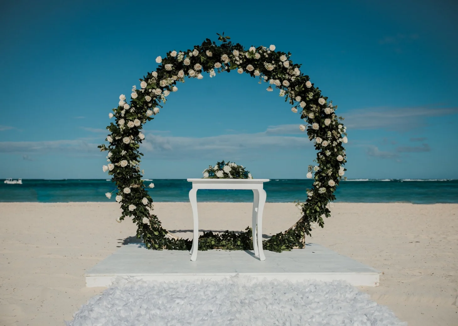 Ceremony decor on the beach at Secrets Royal Beach Punta Cana
