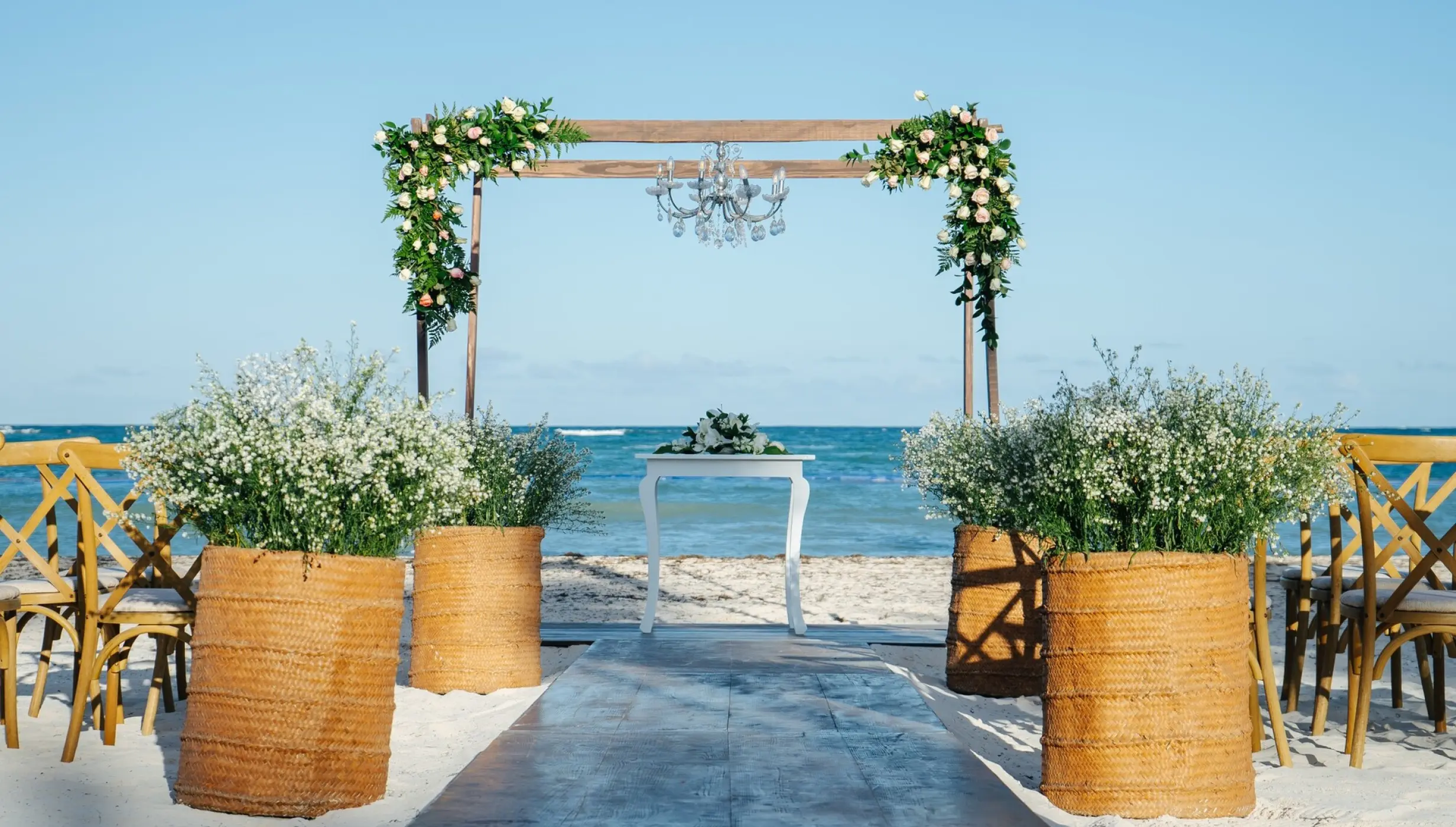 Ceremony decor in the beach at Secrets Royal Beach Punta Cana