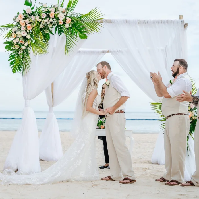 Ceremony decor in the beach at Secrets Royal Beach Punta Cana