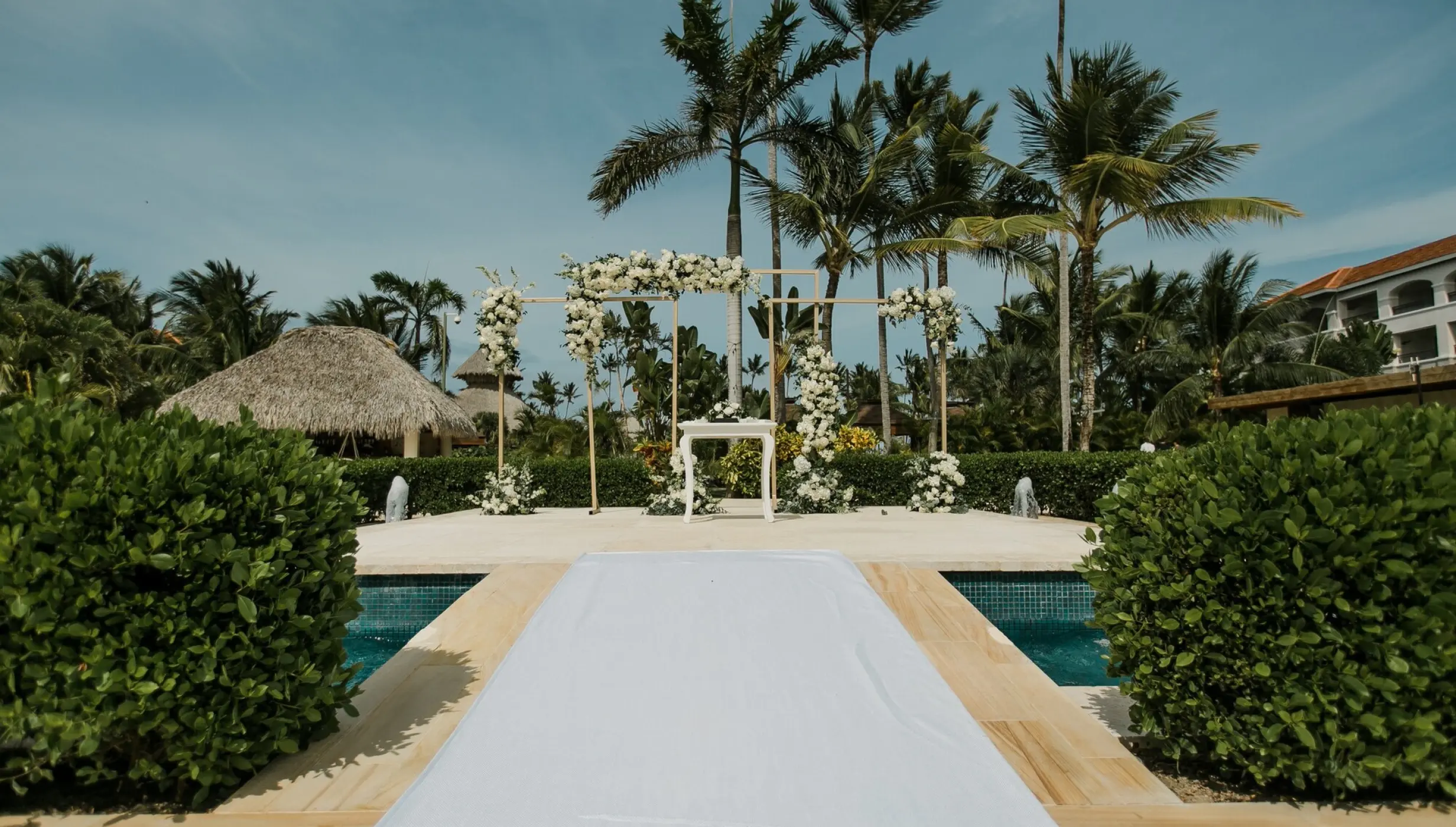 Ceremony decor in the fountain at Secrets Royal Beach Punta Cana