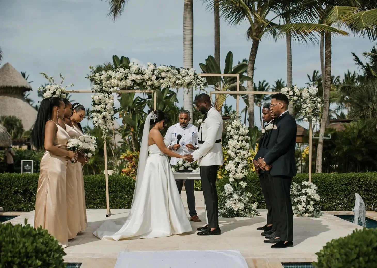 Ceremony decor in the fountain at Secrets Royal Beach Punta Cana