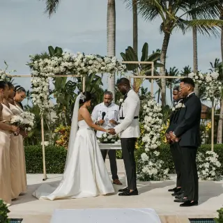 Wedding ceremony at Secrets Royal Beach Punta Cana fountain venue